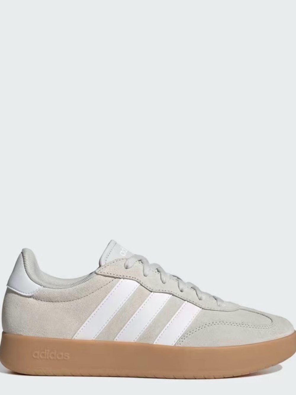 NWOT adidas Barreda Light Gray and White Suede Sneakers with Gum Sole